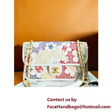 Chanel Lace Patchwork  &  Gold-Tone Metal Flap Bag AS4773 White  &  Multicolor 2024